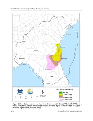 [Figure 2-24. Bottom elevation of the Fernandina Permeable Zone (FPZ, feet NAVD88; after]