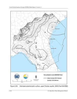 [Figure 2-29. Estimated potentiometric surface, upper Floridan aquifer, 2009 (Feet NAVD88)]