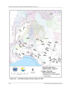 [Figure 2-42. Estimated baseflow pickups, Region B, 2009]