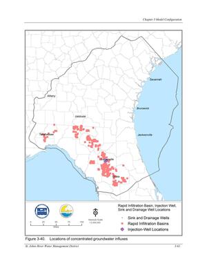 [Figure 3-40. Locations of concentrated groundwater influxes]