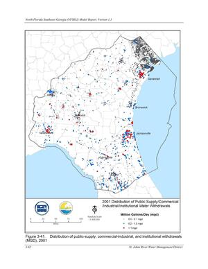 [Figure 3-41. Distribution of public-supply, commercial-industrial, and institutional withdrawals]