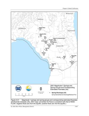 [Figure 4-41. Magnitude 1 springs and spring groups and corresponding estimated flowrates]