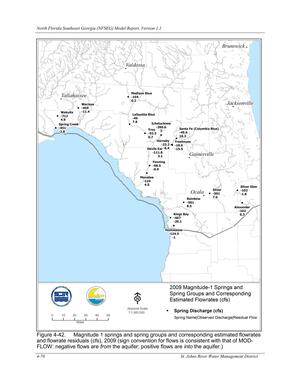 [Figure 4-42. Magnitude 1 springs and spring groups and corresponding estimated flowrates]