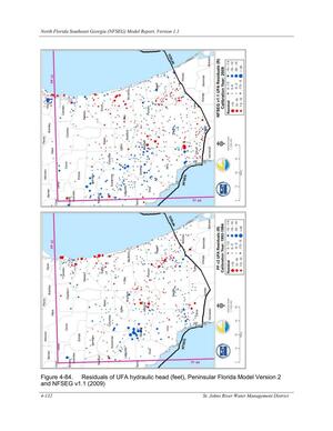 [Figure 4-84. Residuals of UFA hydraulic head (feet), Peninsular Florida Model Version 2]