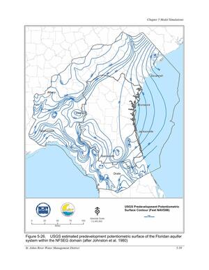 [Figure 5-26. USGS estimated predevelopment potentiometric surface of the Floridan aquifer]
