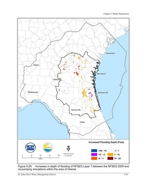 [Figure 5-29. Increases in depth of flooding of NFSEG Layer 1 between the NFSEG 2009 and]