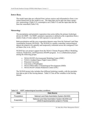 [Table 9-2. HSPF meteorological boundary conditions]