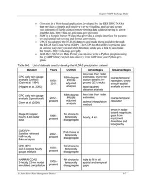 [Table 9-6. List of datasets used to develop the NLDAS precipitation dataset]