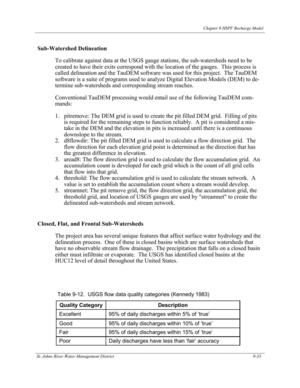 [Table 9-12. USGS flow data quality categories (Kennedy 1983)]