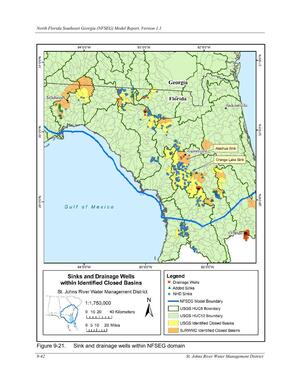 [Figure 9-21. Sink and drainage wells within NFSEG domain]
