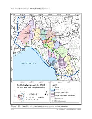 [Figure 9-24. Identified subwatersheds that were used as springshed outlets]