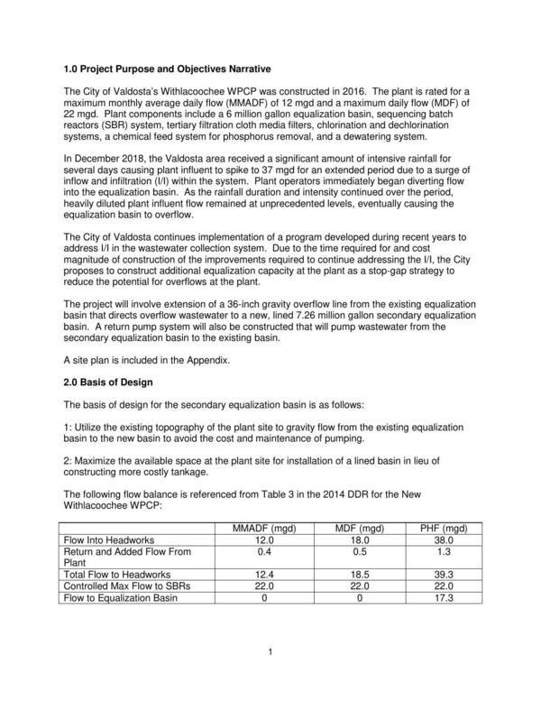 [1.0 Project Purpose and Objectives Narrative]