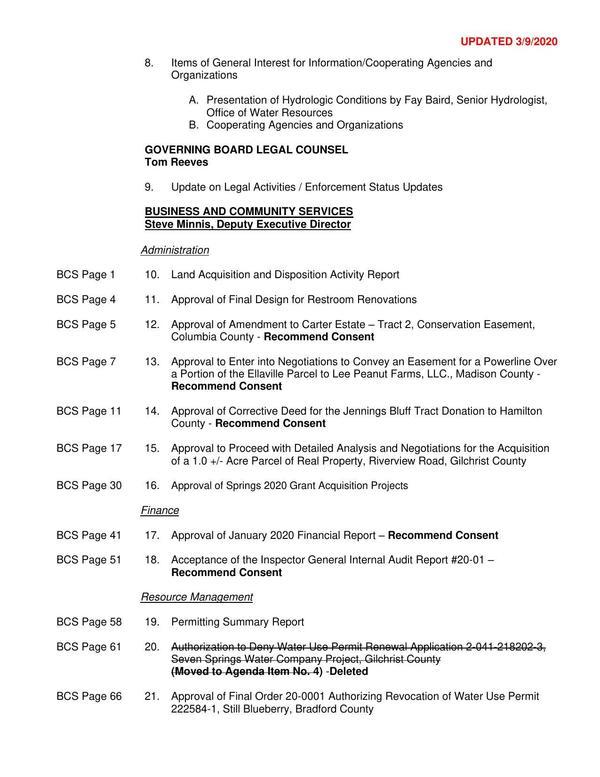 [Item 20 deleted (Nestle Permit Denial)]