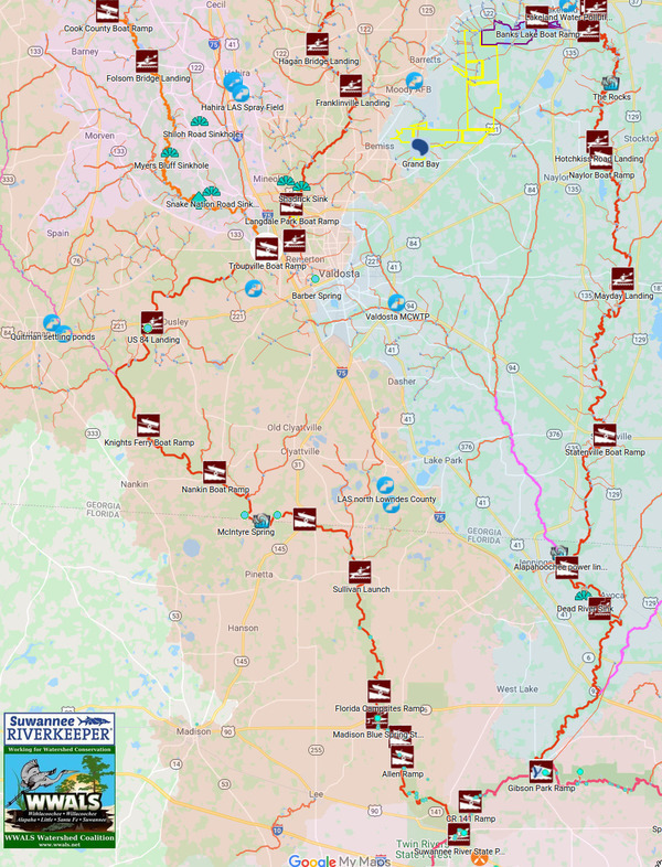 [Map: GA 122 to Suwannee River]