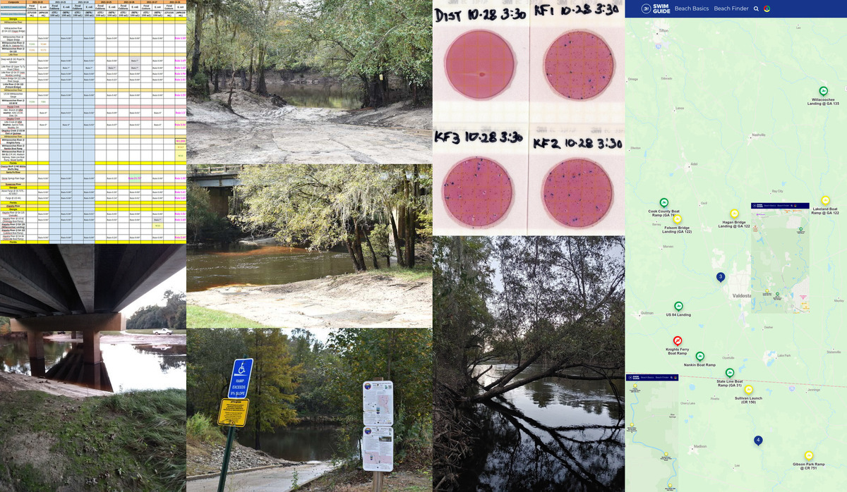 [Chart + Alapaha River; Withlacoochee River; KF plates, Clearys Bluff; Swim Guide Map]