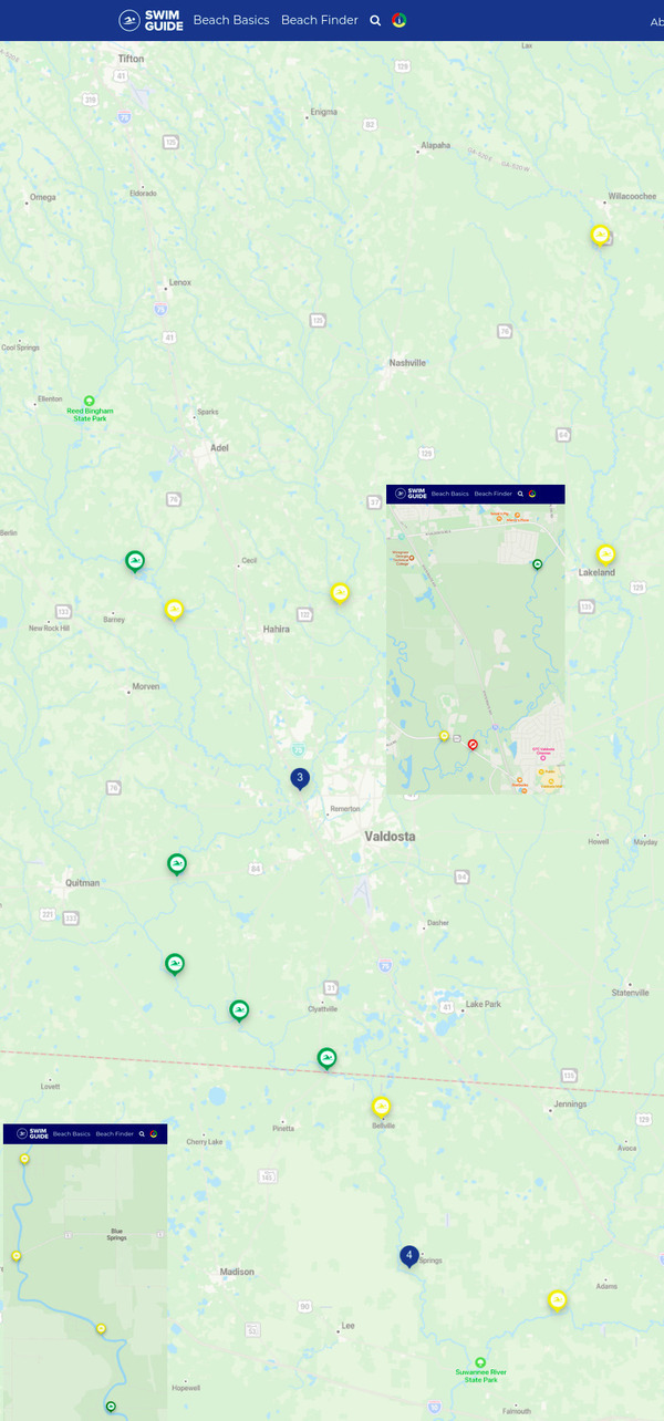 [Map: Clean Withlacoochee River except GA 133, Swim Guide, 2021-12-02]