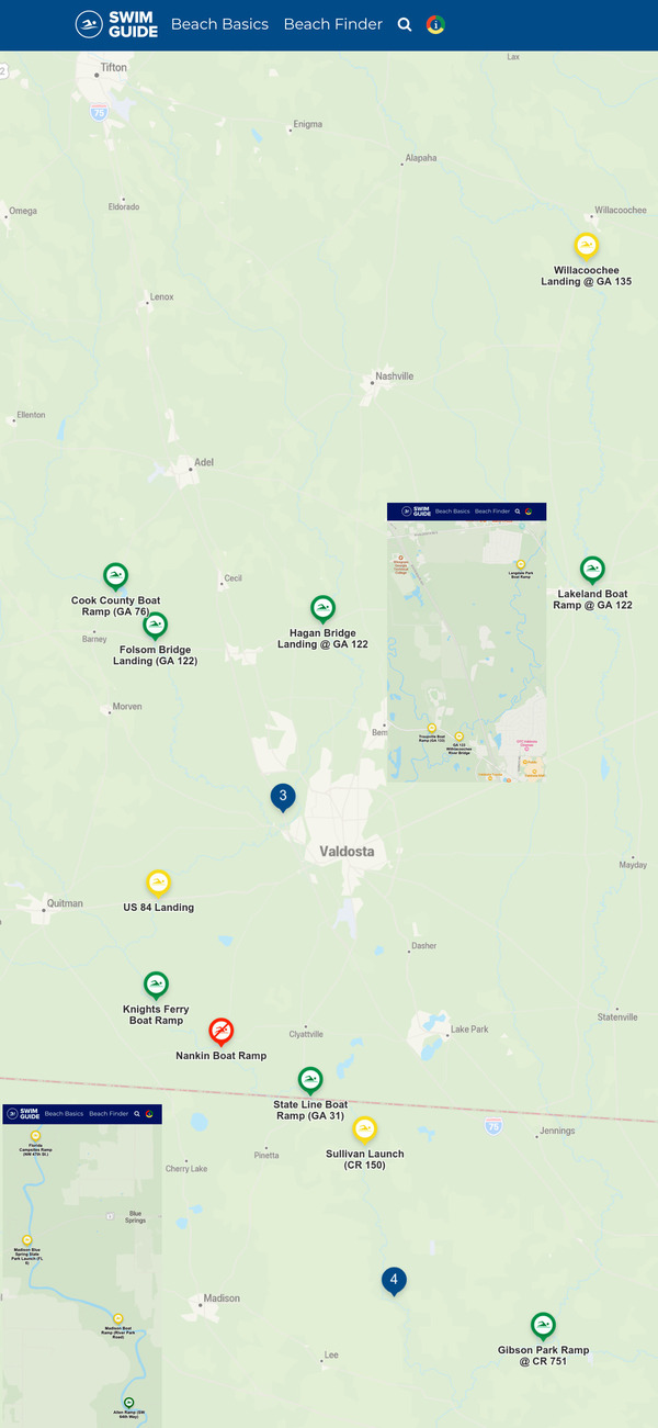 [Map: Mostly good, Withlacoochee River, Swim Guide, 2021-12-30]