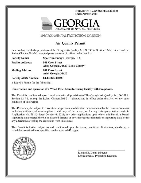 [In accordance with the provisions of the Georgia Air Quality Act, O.C.G.A. Section 12-9-1, et seq and the]