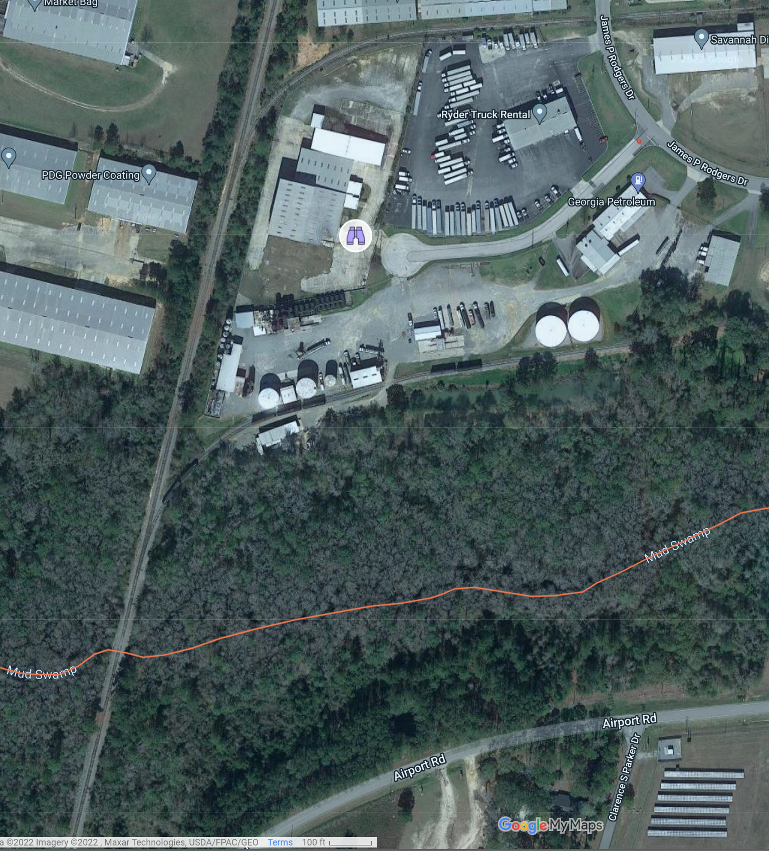 Map: Perma-Fix to Mud Swamp Creek 2022-08-04