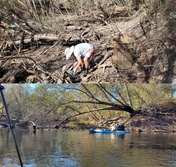 [Trash on land and river]