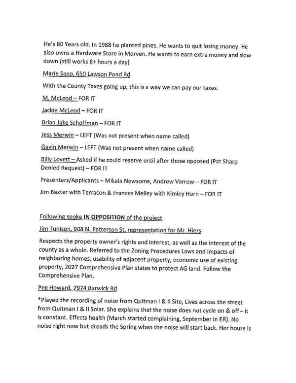 Speakers in Opposition
