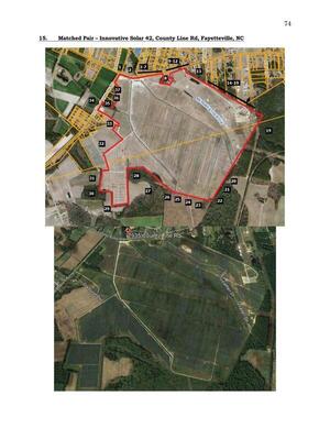 [Aerial Map: 15. Matched Pair - Innovative Solar 42, county Line Rd, Fayetteville, NC]