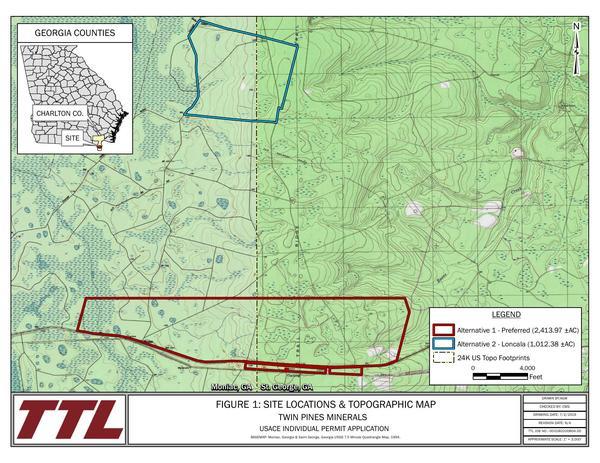 [Site Locations and Topographic Map --Twin Pines Minerals]