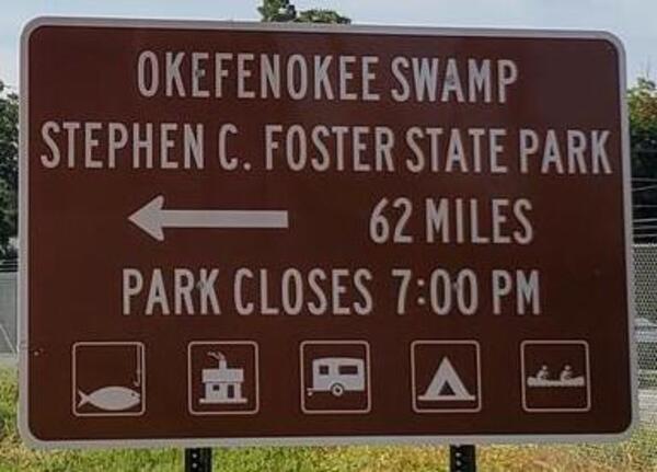 [Okefenokee Swamp sign at I-75 exit 18, Valdosta]