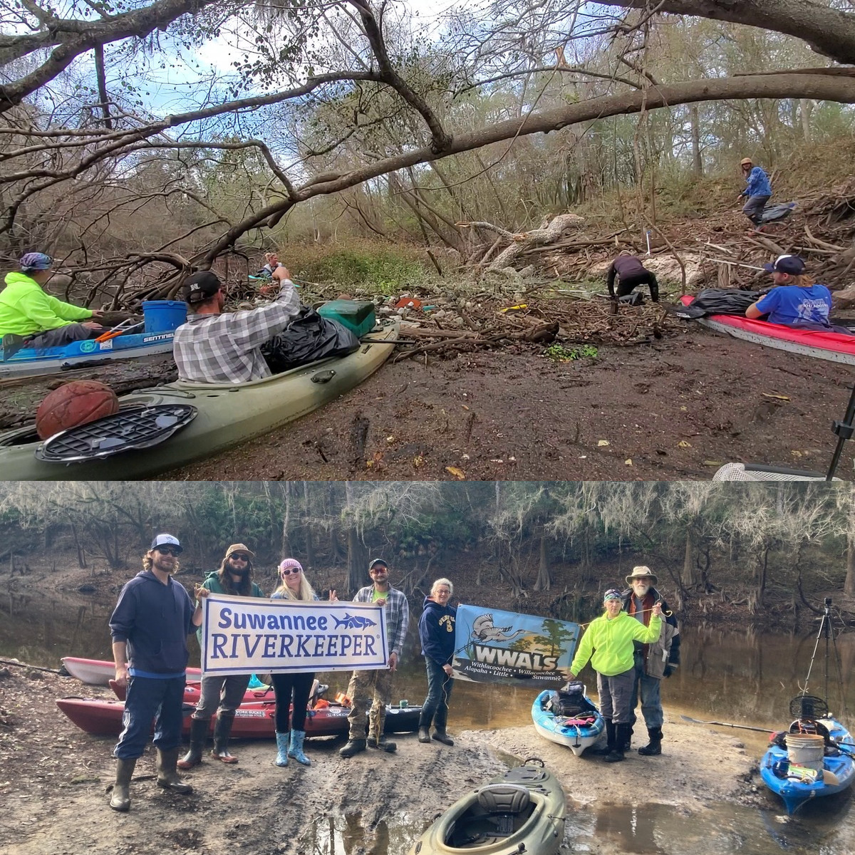 [Cleanup at floating trash jam, banners at start 2022-12-17]