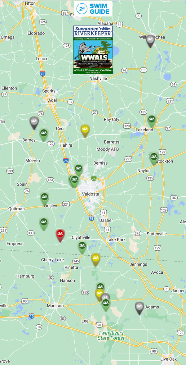 [Map: Bad Nankin Boat Ramp, Withlacoochee River, Swim Guide 2023-04-27]