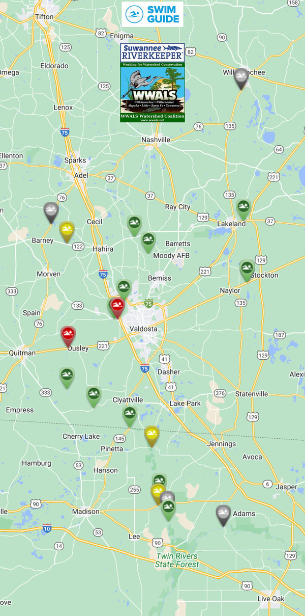 [Map: clean Withlacoochee River, Swim Guide 2023-05-04]