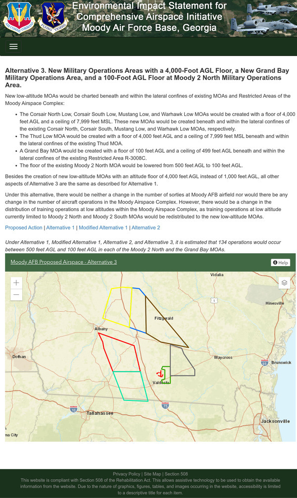 [Alternative 3. New Military Operations Areas with a 4,000-Foot AGL Floor, a New Grand Bay Military Operations Area, and a 100-Foot AGL Floor at Moody 2 North Military Operations Area]