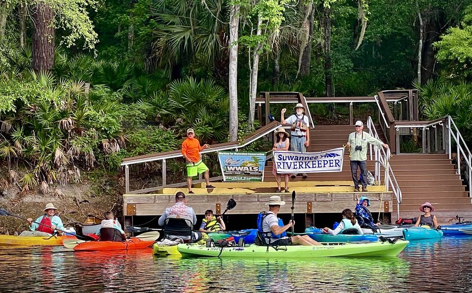 Banners from Suwannee River, at Big Shoals Launch --Gee Edwards, 20:12:30, 30.3539804, -82.6865