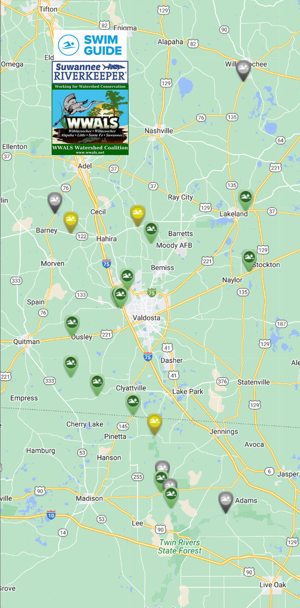 [Map: Clean Little and Withlacoochee Rivers, Swim Guide 2023-07-06]