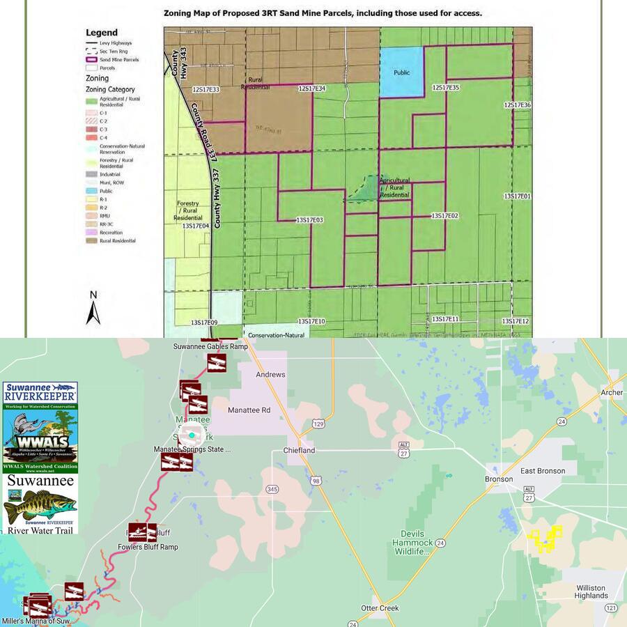 [Collage, 3RT Sand Mine, Levy Count Planning Commission Packet 2023-07-10]