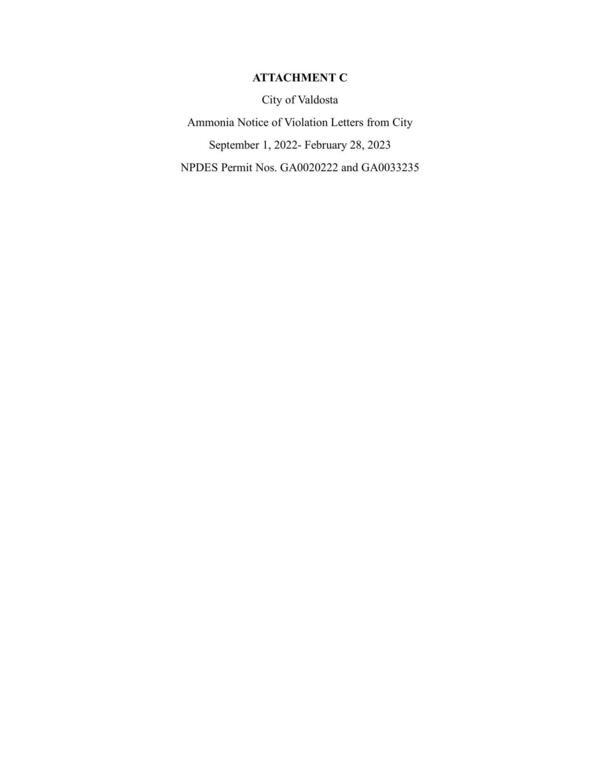 [ATTACHMENT C: Ammonia Notice of Violation Letters from City, September 1, 2022- February 28, 2023]