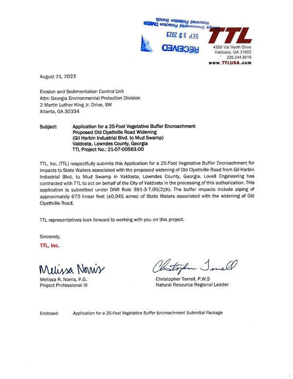 Application from TTL Old-Clayattville-Road-Widening-BV-092-23-01-0002