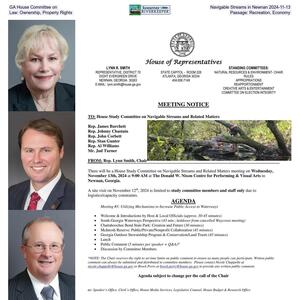 [Georgia House Study Committee on Navigable Streams in Newnan 2024-11-13: Law: Ownership, Property Rights; Passage: Recreation, Economy]