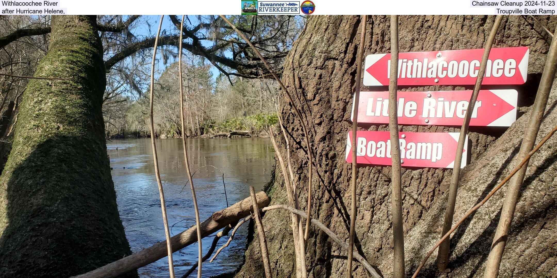 Withlacoochee River Chainsaw Cleanup 2024-11-23, after Hurricane Helene, Troupville Boat Ramp