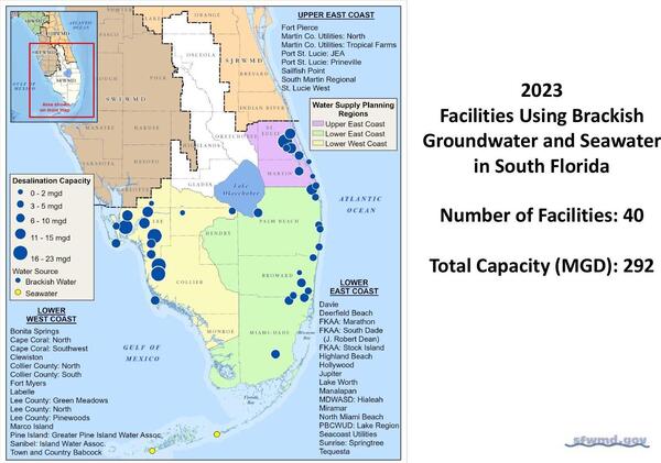 [Map: Desalination Facilities Using Brackish Groundwater and Seawater in South Florida, 2023-01-01 --SFWMD]