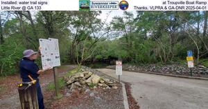 [Installed: water trail signs at Troupville Boat Ramp, Little River @ GA 133, Thanks, VLPRA & GA-DNR 2025-04-01]
