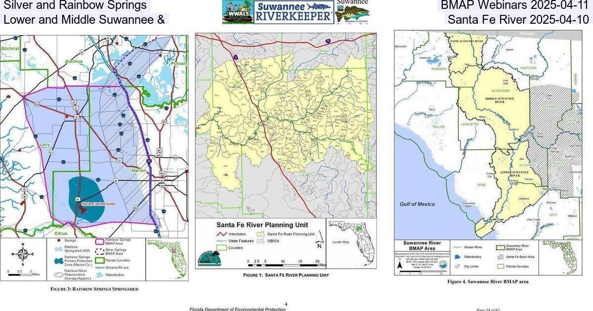 [Silver and Rainbow Springs, BMAP Webinars 2025-04-11, Lower and Middle Suwannee & Santa Fe River 2025-04-10]