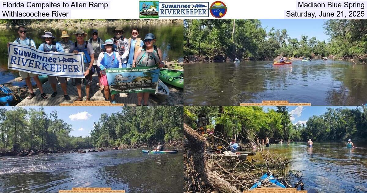 [Florida Campsites to Allen Ramp, Madison Blue Spring, Withlacoochee River, Saturday, June 21, 2025]