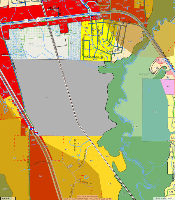 [Map: LCA Rezoning on 2025-07-07, Coleman Road --VALORGIS 2026-06-11]