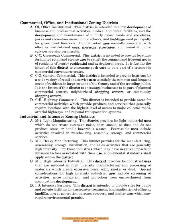 [Commercial, Office, and Institutional Zoning Districts 2026-07-07 --LCC via LAKE]