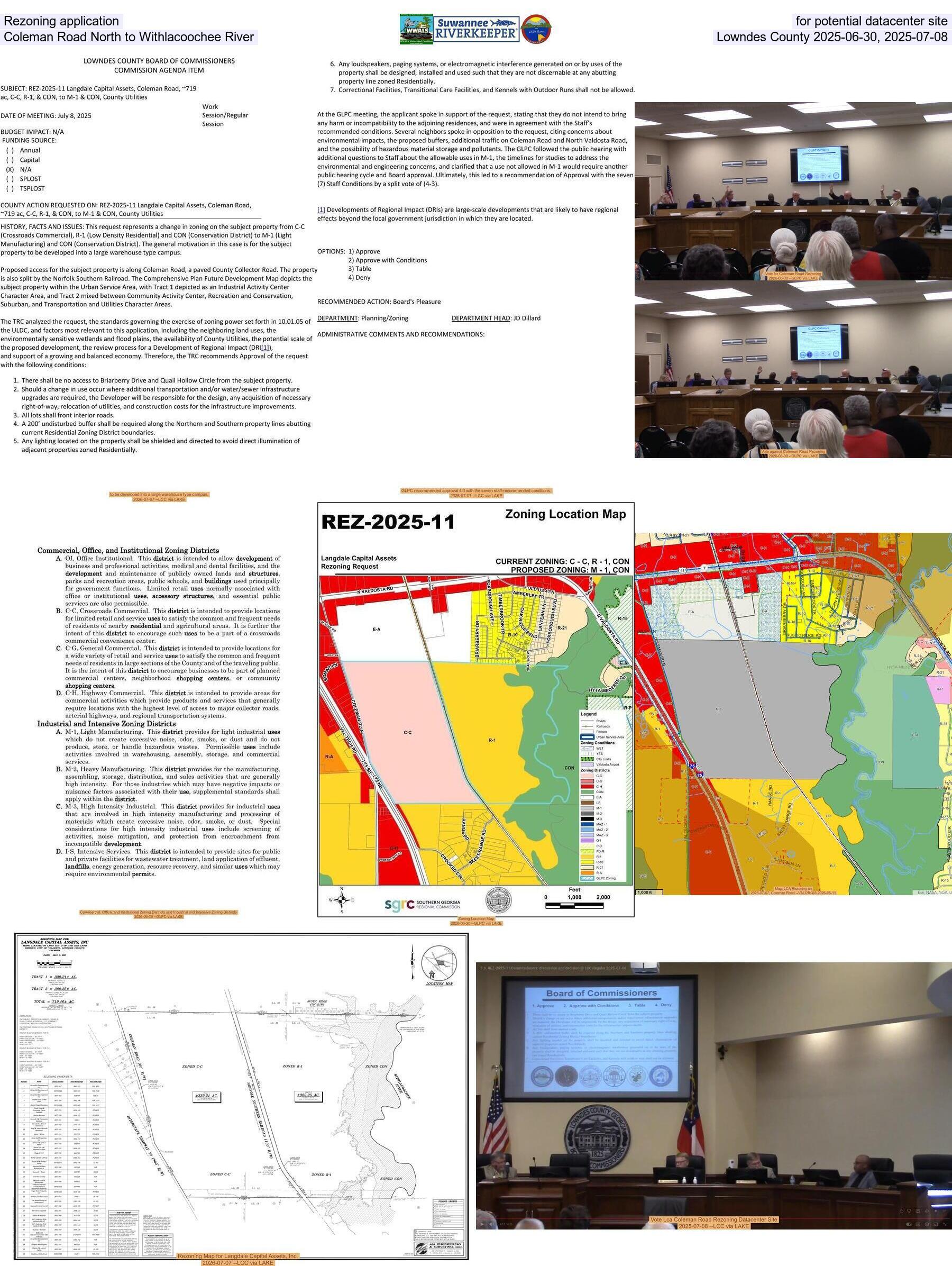 Rezoning application for potential datacenter site, Coleman Road North to Withlacoochee River, Lowndes County 2025-06-30, 2025-07-08