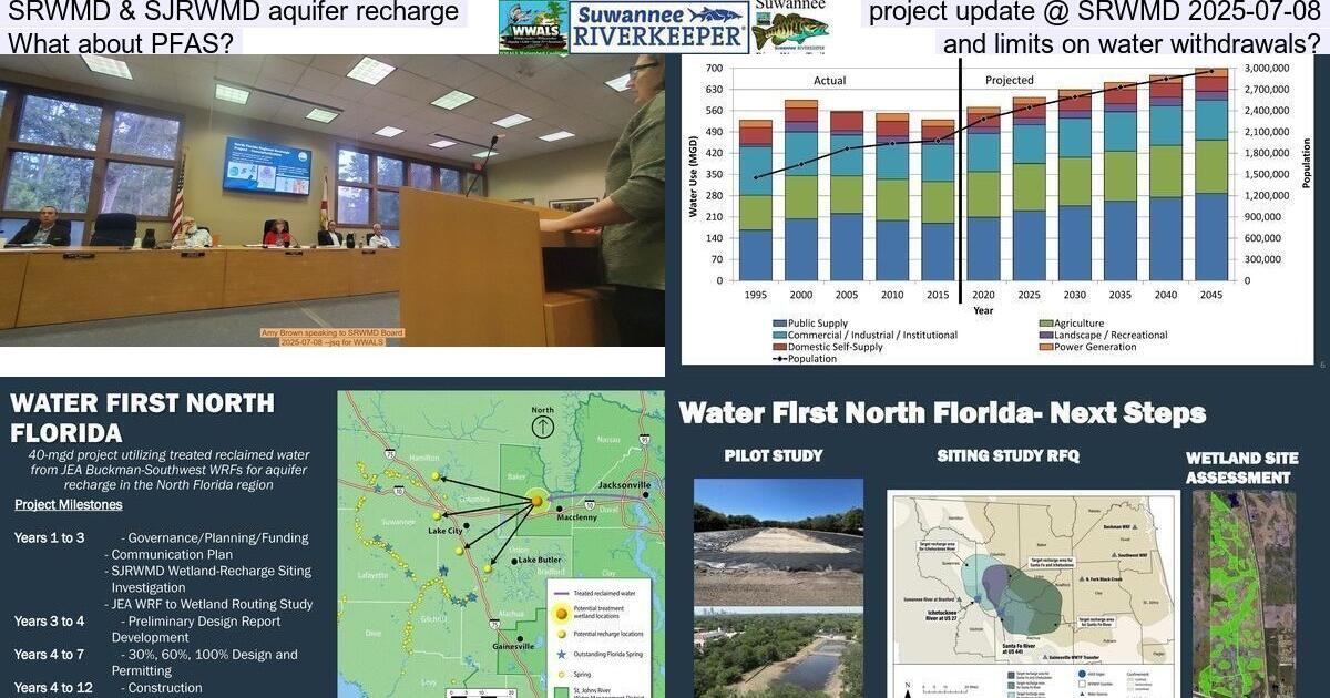 [SRWMD & SJRWMD aquifer recharge project update @ SRWMD 2025-07-08, What about PFAS? and limits on water withdrawals?]