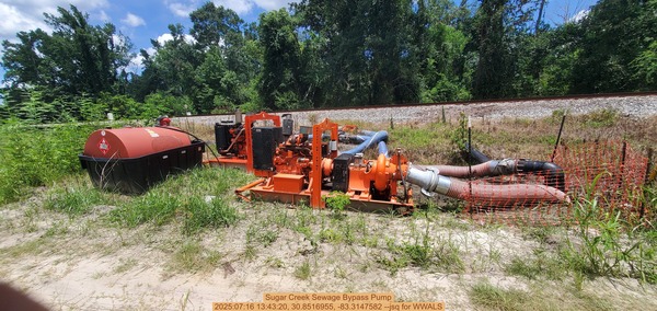 [Sugar Creek Sewage Bypass Pump, 2025:07:16 13:43:20, 30.8516955, -83.3147582 --jsq for WWALS]