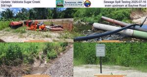 [Update: Valdosta Sugar Creek Sewage Spill Testing 2025-07-16, Still high, even upstream at Baytree Road]