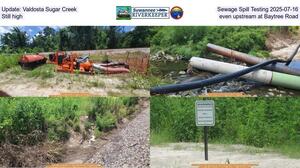 [Update: Valdosta Sugar Creek Sewage Spill Testing 2025-07-16, Still high, even upstream at Baytree Road]